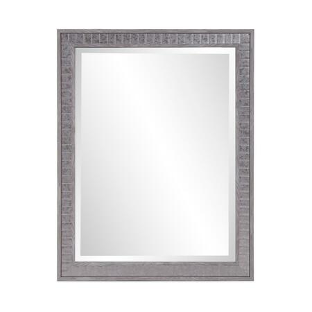 GFANCY FIXTURES Warm Gray Faux Wood Rectangle Mirror GF3101538